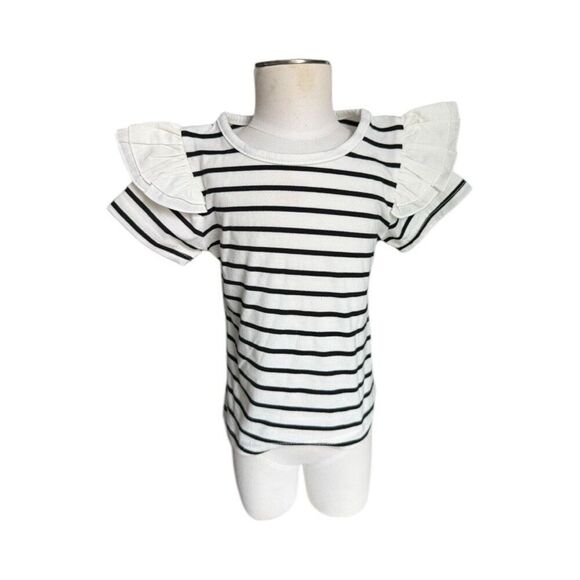 Brand New Toddler Girls Boutique Flutter Sleeve Detail Striped Top - Sz 3T - Picture 1 of 1